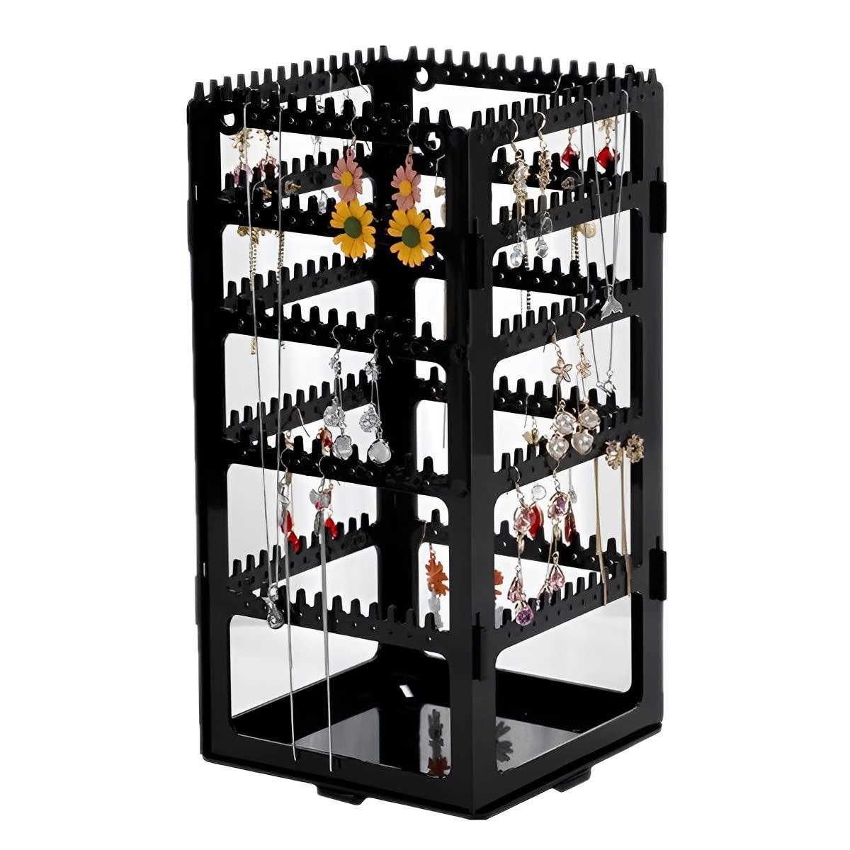 HASTHIP 360° Rotatable Earrings Organizer Rack, 5 Layer Earring Holder Display Stand Jewelry Organizer for Ear Studs Necklace Bracelet (Black) HASTHIP 360° Rotatable Earrings Organizer Rack, 5 Layer Earring Holder Display Stand Jewelry Organizer for Ear Studs Necklace Bracelet (Black)